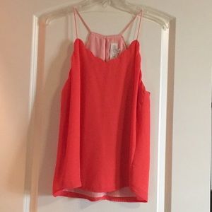 Orange scallop spaghetti strap shirt